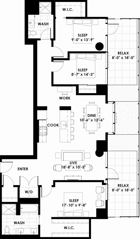 Floor plan for 3 beds, 2 baths, 1471 sqft